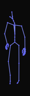 A relaxed person stands while leaning on a crutch with their right hand, takes small steps forward and backward repeatedly, and stands for a long time.