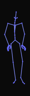 A person is standing while holding on to the crutches with both hands and adjusting the position by lifting the left leg twice.