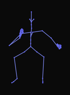 A person standing upright bends down and opens a cupboard, picks up an object and places it above while in a crouched position.
