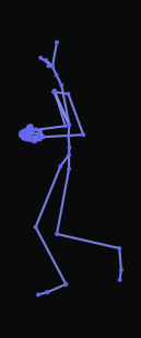 A person is jogging to their right in a clockwise direction, then jumping to a halt, and eventually settling into a crawl position.