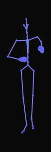 A person dances with exaggerated swaying hips and flowing arm movements in a latin rhythm