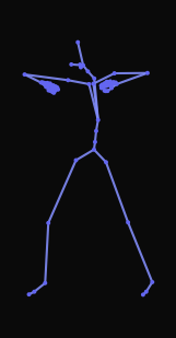 A person energetically performs a zombie dance.