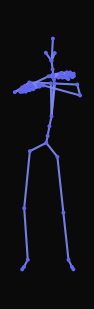 A person standing upright starts to perform the macarena dance as a sign of victory, shifting their arms over their body and swaying their hips and then comes to a stop.