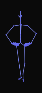A person swiftly performs a vogue dance step by walking forward, turning, then walking backward and repeating this sequence before standing upright.