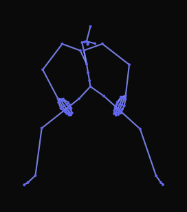 A person energetically performs the vogue wipe head dance at a medium pace before turning to their right and standing idly.