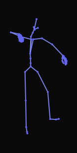The person dances energetically by hopping in place with legs spread wide, alternately moving them back and forth as their arms swing in rhythm.