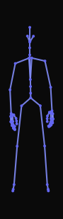 A person sitting in a chair pushes off the armrests and stands up to full height