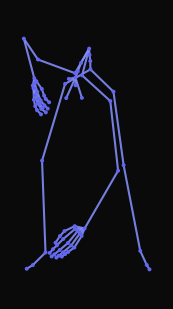 A person bends at the knees, picks up a small object from the floor, and straightens up