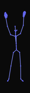 A person raises both hands above their head and waves for attention
