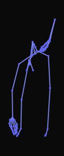 A person with an injured torso walks forward, picks up an object from the ground, resumes walking, and then comes to a stop.