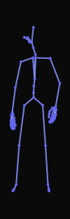 A person waves forward, then turns right to wave right, and starts walking backward diagonally to the right.