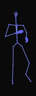A person is standing idle, lifts their right hand and waves forward, and then waves to the right and jogs towards the back right diagonal in a crisscross manner with short strides at a steady pace.