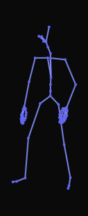 The person quickly waves with their right hand, then walks diagonally right with wide strides before pivoting right and jogging forward with small strides and a slight lean.