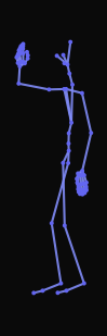 A person walks forward at a steady pace, then turns to face the left diagonal, jogs sideways to the right, and waves their right hand.