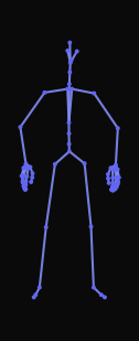A person lightly jumps and lands in the same place before standing with outstretched arms as they were standing initially.