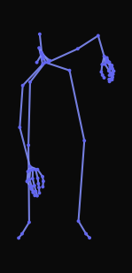 A person gradually bends forward, reaching their right hand to the ground.