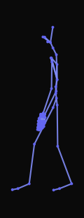 A person turns to the right diagonal and walks forward, then turns back over their left shoulder, walks forward, and then finally turns at a steady pace.
