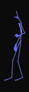 The person walks forward slowly, turns over their right shoulder to close a door with the right hand and then returns to an upright, forward-facing stance.